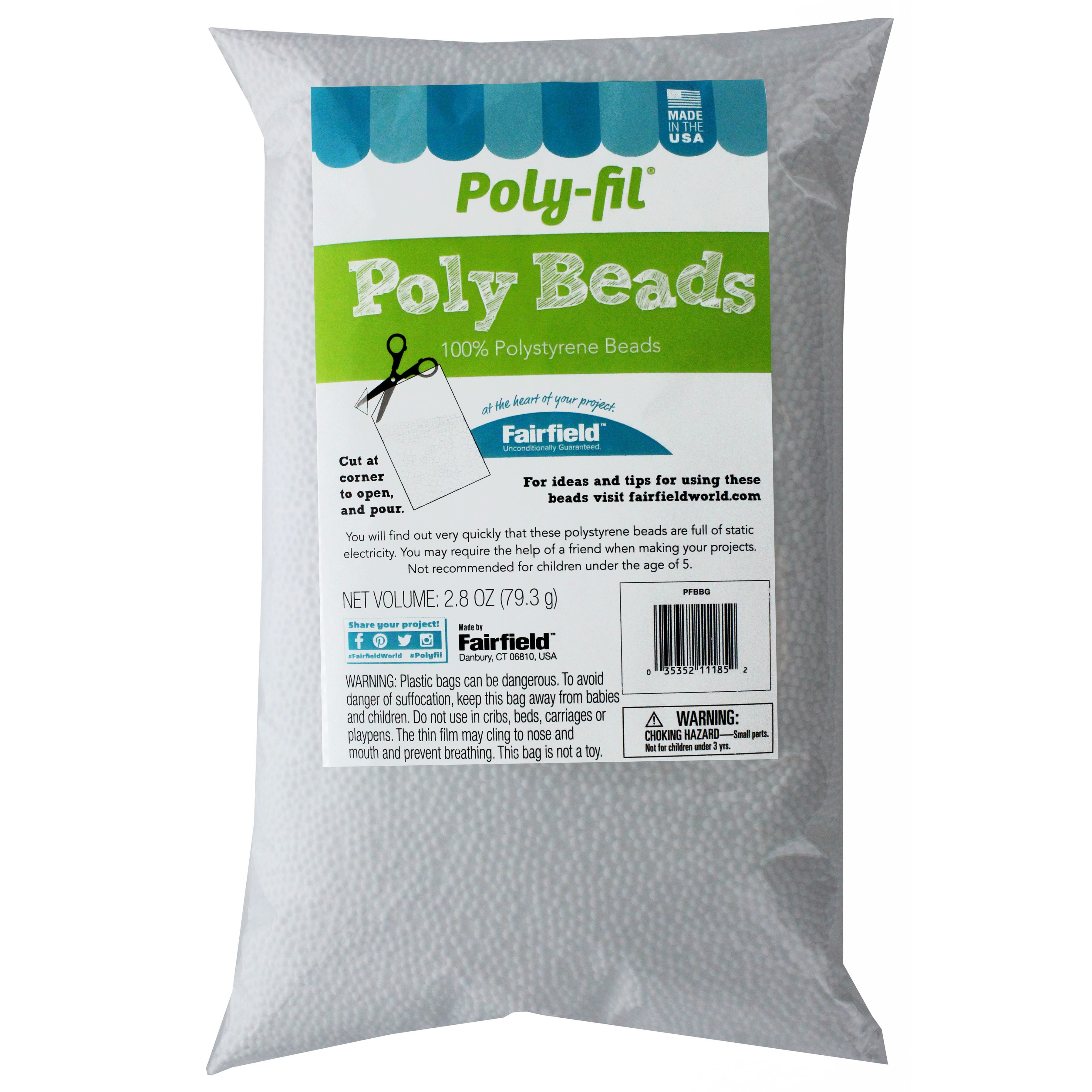 Fairfield Poly-Fil® Poly Bead Filler, 2.8oz.